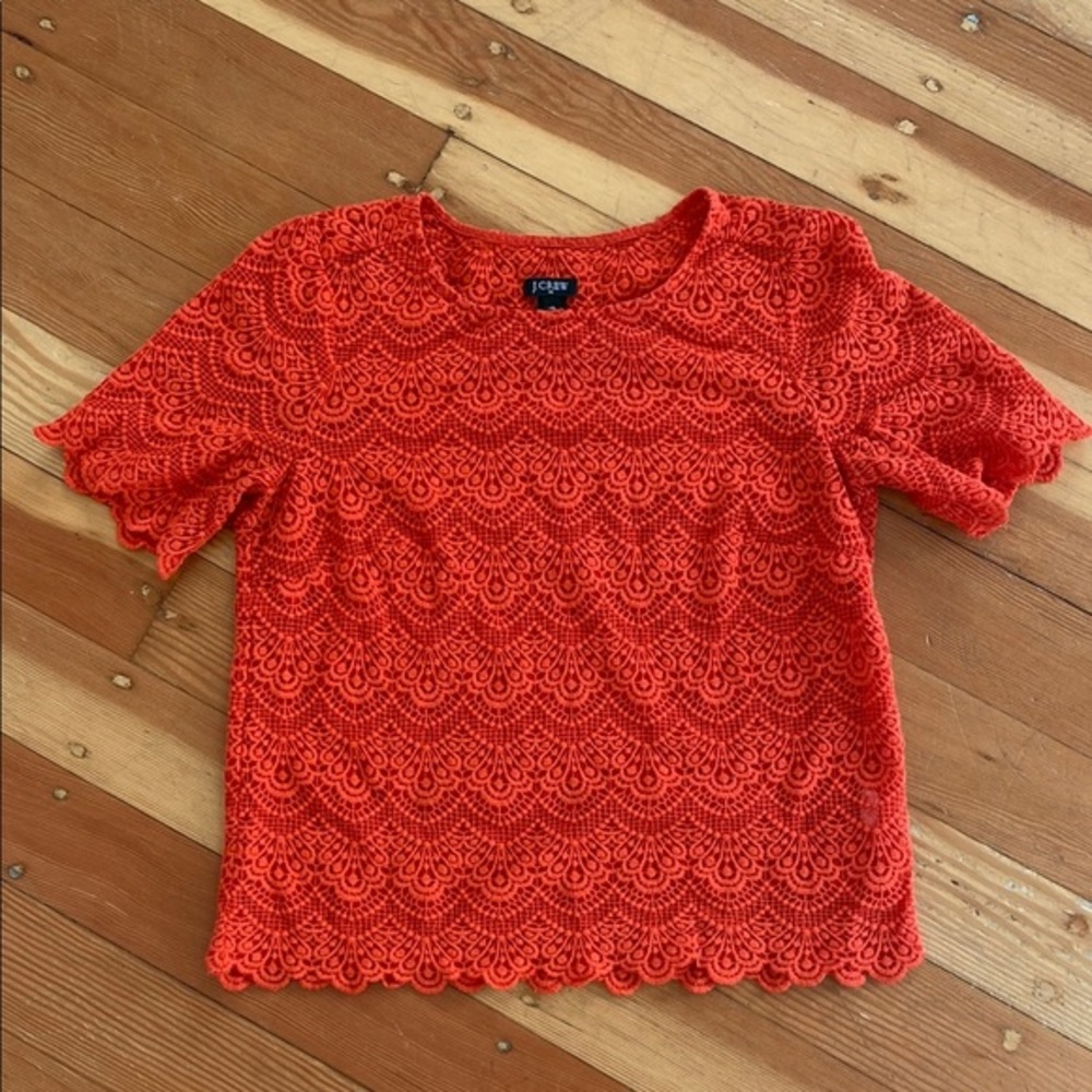 J Crew Short Sleeve Lace Blouse XS‎